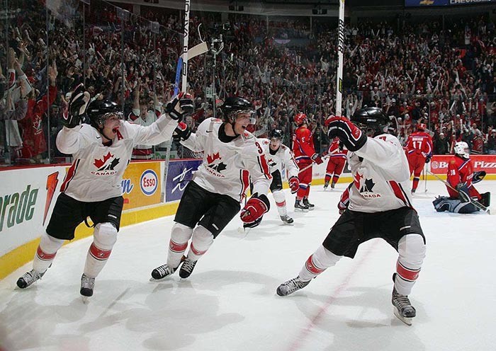 Team Canada celebrates a goal during the gold medal game of the 2006 World Junior Hockey Championships in Vancouver. Canada defeated Russia 5-0. Vancouver will again host the World Junior Hockey Championship in 2019.