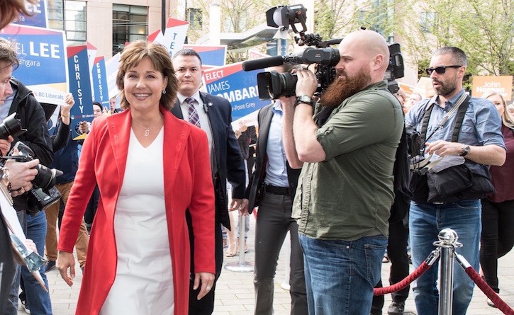 Christy Clark campaigns in Vancouver: the B.C. Liberals raised more money than some federal parties.