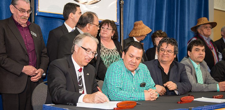 B.C. Aboriginal Relations Minister John Rustad signs agreement in principle with five Vancouver Island First Nations April 9. It establishes land and cash settlement