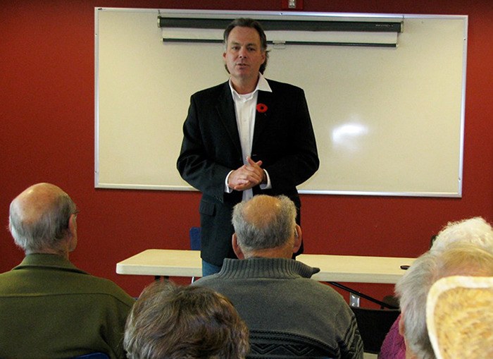 Norm Macdonald accepts the nomination for NDP candidate for Columbia River-Revelstoke in Kimberley on Sunday (October 28).