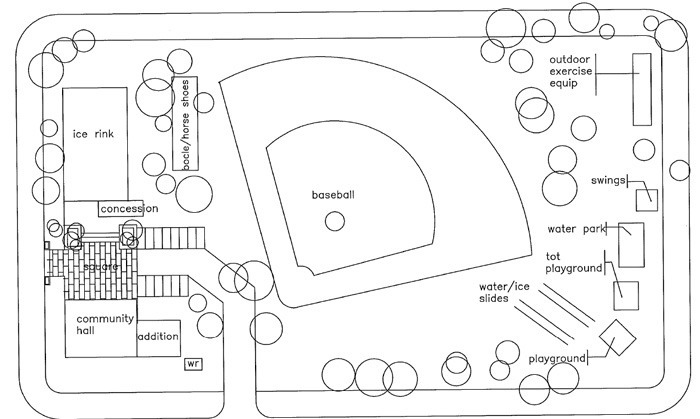 Preliminary designs for the park upgrades would see an expanded community hall