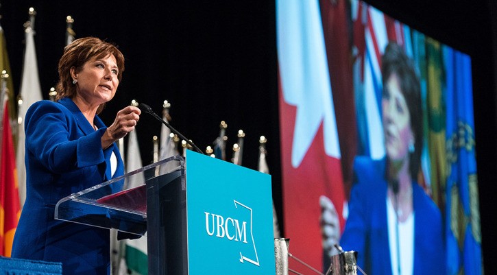 Premier Christy Clark received a standing ovation for her speech from the Union of B.C. Municipalities Friday