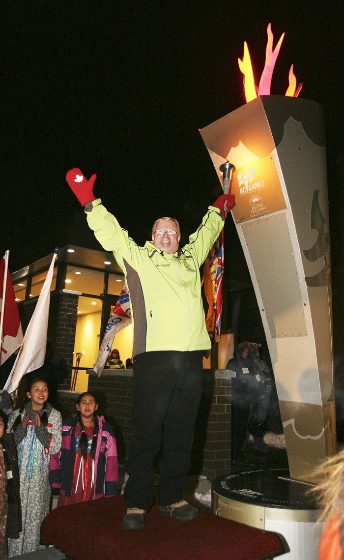 Vernon-Monashee MLA Eric Foster lights the Countdown to the B.C. Winter Games in Greater Vernon torch at a special ceremony Friday night at Vernon's Spirit Square in the city hall complex.