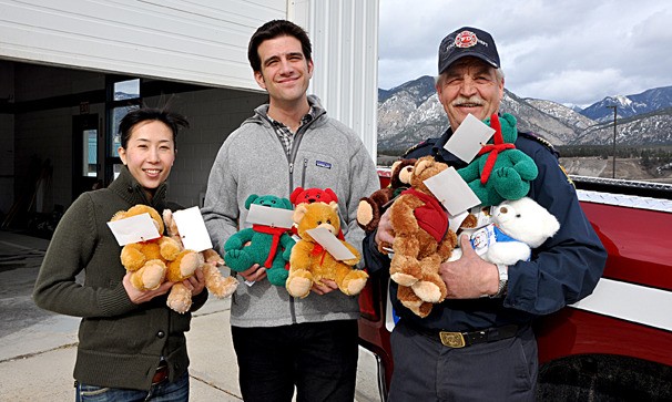 Invermere Fire Chief Roger Ekman (far right) stands with Chris and Sanae Tihor who are part of a group who will be raising funds at David Thompson Secondary School for victims of the natural disaster that has hit Japan.