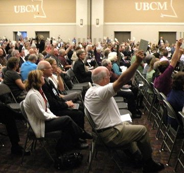 Local government representatives vote at last year's Union of B.C. Municipalities convention.