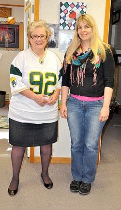 Principal Sharlene Scofield and Swiss teacher Simone Engimann.