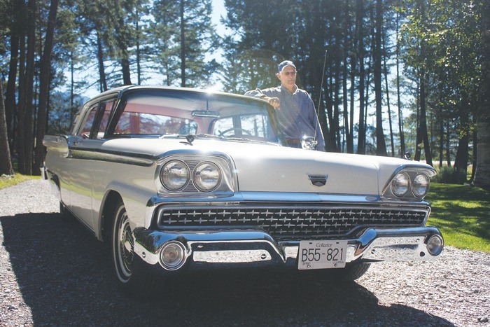 Ben Schnider proudly displays his 1959 Ford Galaxie Fairlane 500