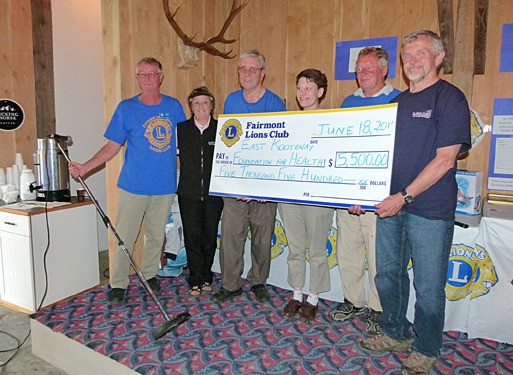 The Lions Club presented the East Kootenay Foundation for health a cheque for $5