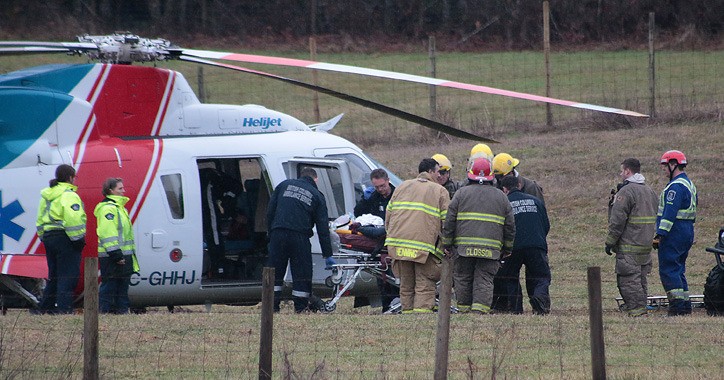 Air ambulance responds to a plane crash at Duncan in January.