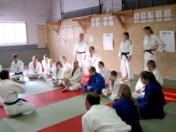 Judo students from all over the Kootenays came to Invermere to learn new skills from Renee Hock (far left)