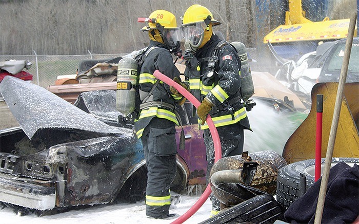 2009: A propane tank leak at OK Tire and Auto Service in the industrial area had owner Ivan Mackey and two other men calling the Invermere Volunteer Fire Department after it caught fire just after mid-day on Saturday. The men were in the process of removing the two-cylindered tank before crushing the car in the junk yard out back