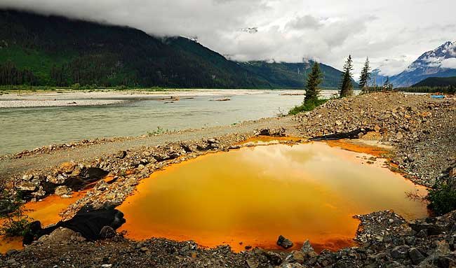 Acid pond left behind by the Tulsequah Chief mine exploration project