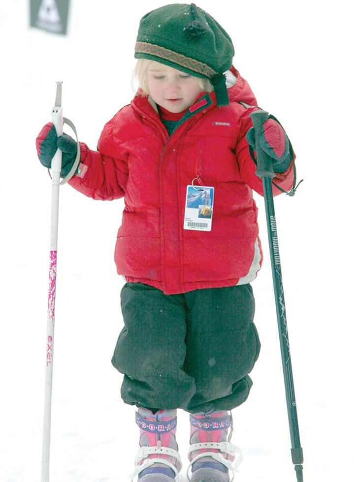 2007 — Katia Fanderl enjoys the cross country trails at Nipika Mountain Resort’s loppet. Katia had the help of her dad