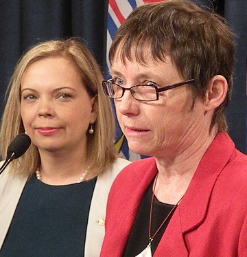 Community Minister Coralee Oakes and UBCM president Rhona Martin announce changes to local government elections to be held in November.