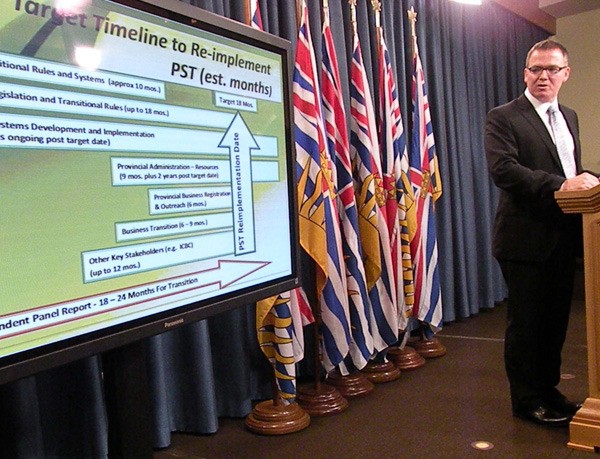 Finance Minister Kevin Falcon explains steps to return B.C.'s provincial sales tax over the next year and a half.