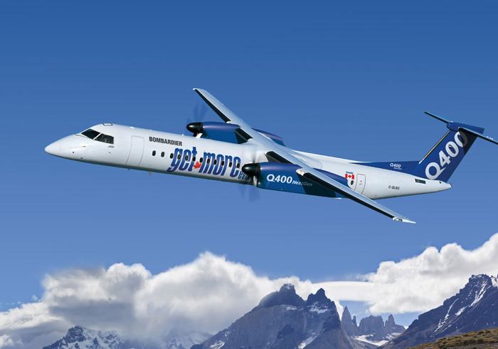 A photograph of Westjet's Q400 aircraft. The aviation company will be introducing a new regional service to connect smaller communities to the major centres.