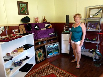 Sharon Kamphuis in her glass works studio in Edgewater.