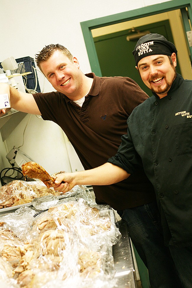 Justin Atterbury and Ryan 'Butter' Karl get ready for the Rocky River Grill's third annual Feed the Valley Thanksgiving dinner October 10th