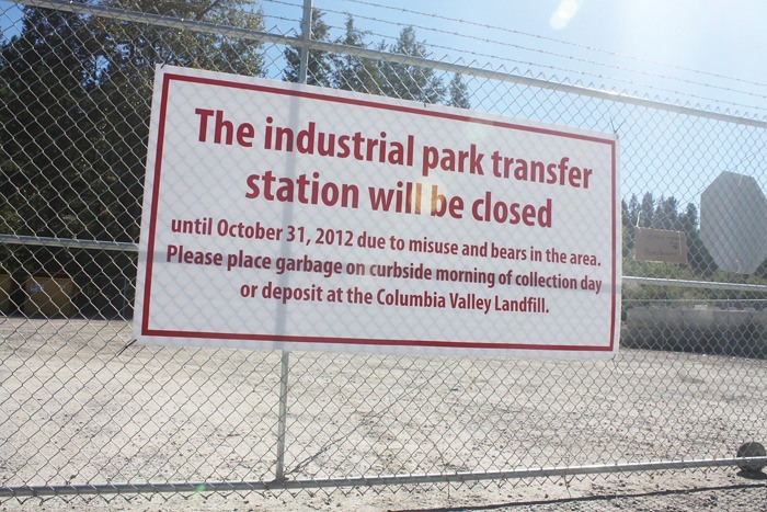 The gate has been locked and the bins removed at the Invermere transfer station