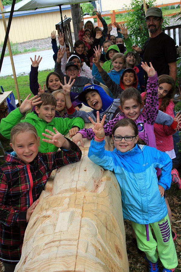 Jack Olson provided a comprehensive overview of the Haida Gwaii culture to the students during a tour through his backyard workshop.