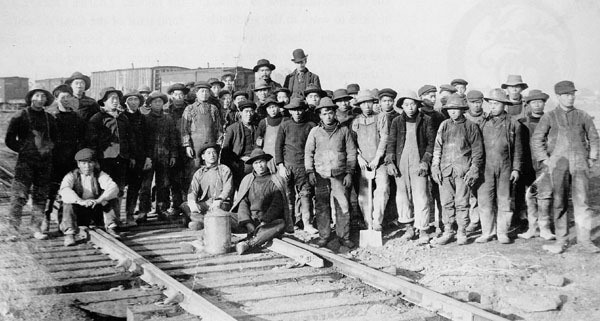 A Chinese railway work crew