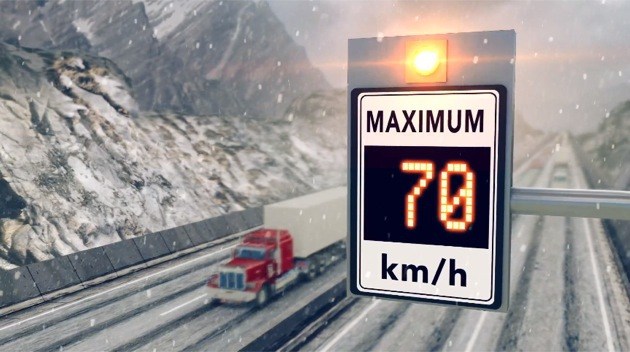 Digital speed limit signs will activate and reduce the allowed speed on three highway corridors in winter conditions.