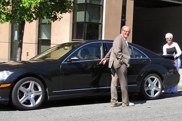Bill Vander Zalm hops in his Mercedes S550 after his victory news conference in Vancouver Friday. He probably still believes he has helped the poor.