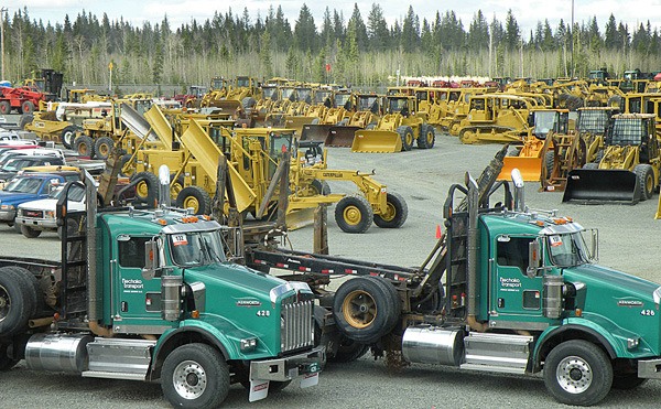 Logging and roadbuilding equipment awaits auction on Vancouver Island in the fall of 2009. Coastal logging has begun to recover since the low point that saw some companies fold or consolidate due to poor market conditions.