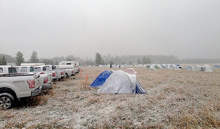 Sunday morning view at B.C. Wildfire Service camp in the Peace region