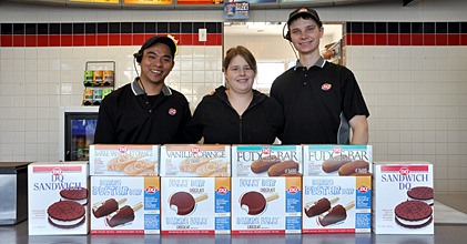 Invermere Dairy Queen staff show off the tasty selection of ice cream offered for their Dave Mesenchuk family fundraiser effort.