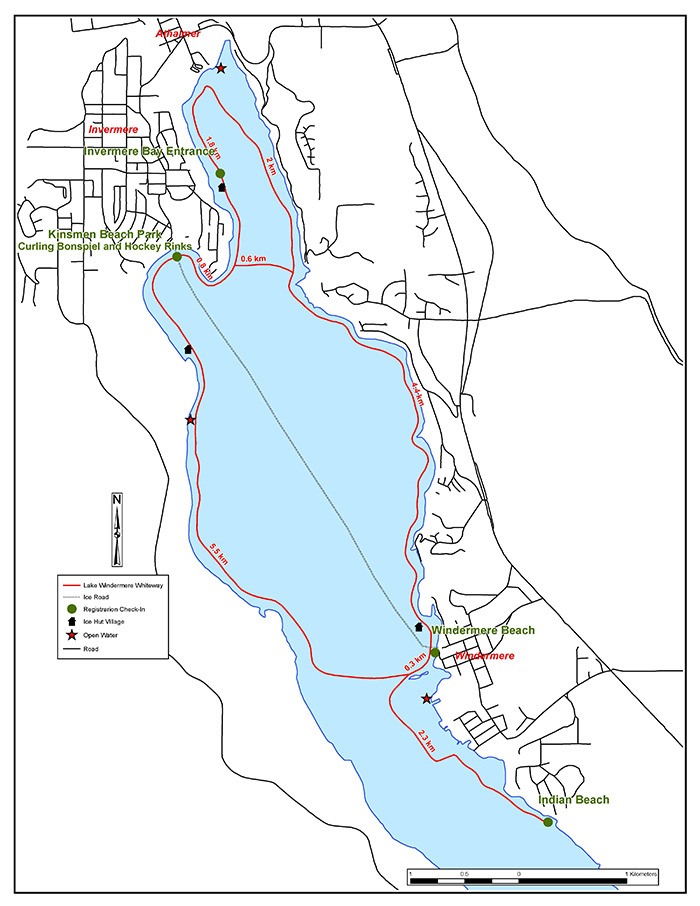 Map of the Lake Windermere Whiteway.