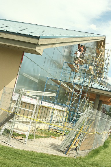 Work on a new solar wall at J.A. Laird Elementary School should wrap up by the time school starts September 7.