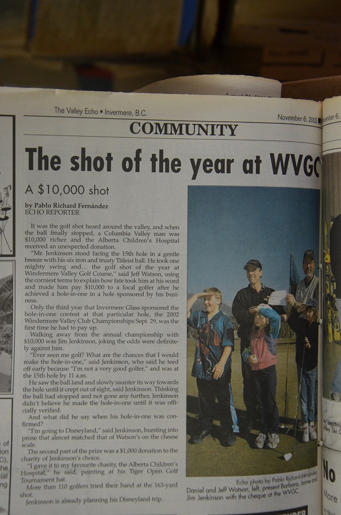 Invermere residents Jim Jenkinson and Jeff Watson appeared in the Valley Echo after Jenkinson shot a hole-in-one in 2002.