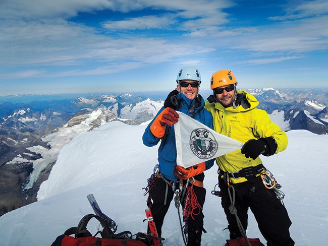 ACC executives Frank Spears and Lawrence White on the summit of Mt. Robson during the Mt. Robson 2013 Centennial Camp.