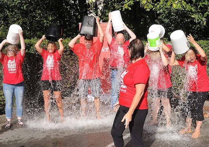 Staff from the Surrey Leader newspaper take the Ice Bucket Challenge