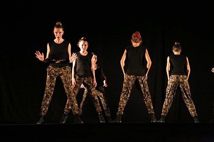 United Dance students performing hip-hop number at Freedom showcase