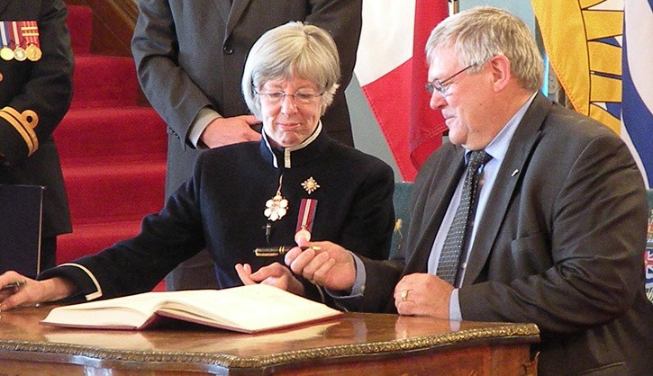 Peace River North MLA Pat Pimm is sworn in by Lt. Governor Judith Guichon after being re-elected in 2013.