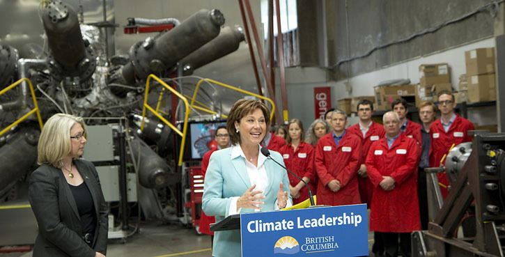 Environment Minister Mary Polak and Premier Christy Clark announce climate leadership team in May. Public opinion is being invited on increased carbon tax and other strategies to reduce greenhouse gas emissions.