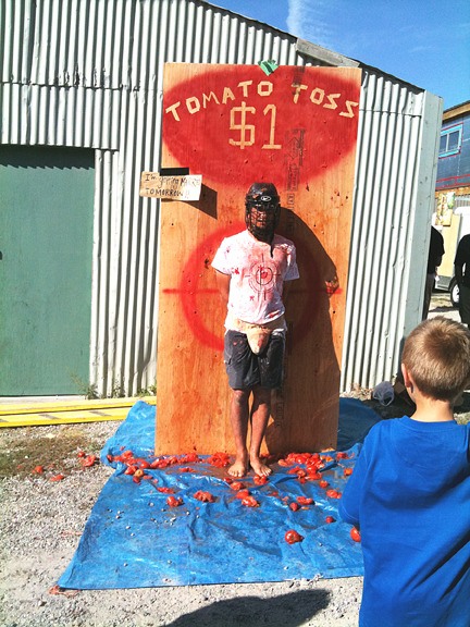 A tomato toss at the Invermere Farmer's Market.