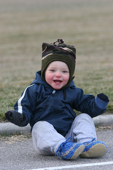 November 2007 — Eighteen month-old Peyton Dow was one of the many excited onlookers at a Columbia Valley Bighorns football game at David Thompson Secondary School.