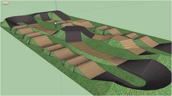 The proposed pump track for Invermere would occupy 500 to 600 feet of interwoven track.