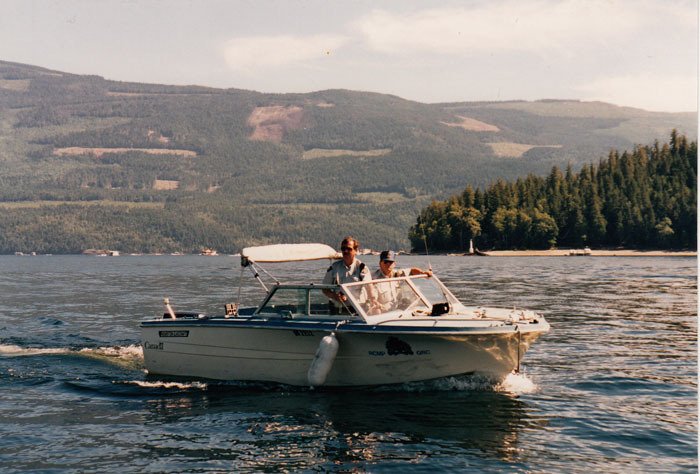 Columbia Valley Staff Sgt. Marko Shehovac cruises the waters of Salmon Arm in a police boat at some indeterminate date in the past.