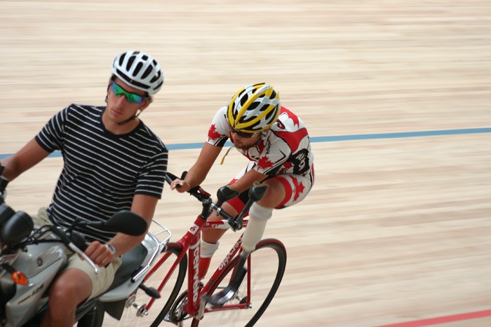 Calgary-based Paralympic medal contender Jaye Milley puts in a training session on the track in Roubaix