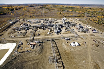 Encana's Steeprock gas plant in northeastern B.C. is part of the surge in natural gas development that has attracted people from Alberta to B.C. Statistics show B.C. lost ground to Alberta in the early part of 2011.