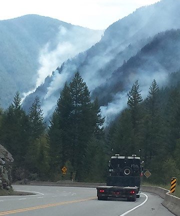 Paulson Pass fire northeast of Christina Lake. Evacuation alerts were lifted Monday for Grand Forks and Christina Lake