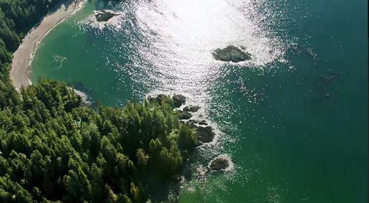 Drone cameras were used for aerial views of Nimmo Bay on the B.C. Central Coast.