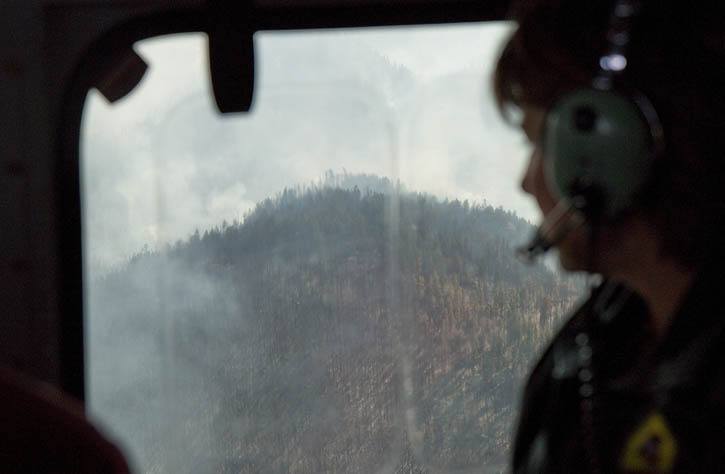 Premier Christy Clark surveys fires threatening Oliver and Midway from the air Aug. 16.