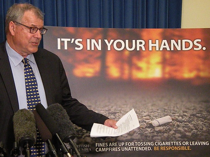 Forests Minister Steve Thomson unveils a new ad campaign to remind people of increased fire regulation fines and enforcement as the May long weekend kicks off camping season.