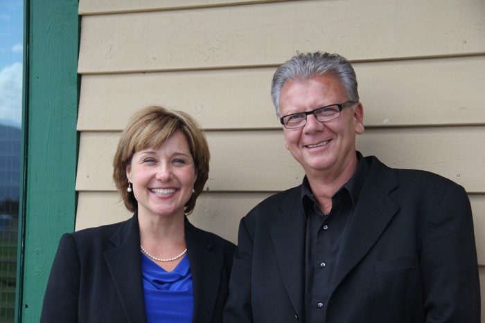 Premier Christy Clark with Columbia River-Revelstoke BC Liberal candidate Doug Clovechok in Invermere after the Women's Town Hall gathering hosted by the premier on July 28.