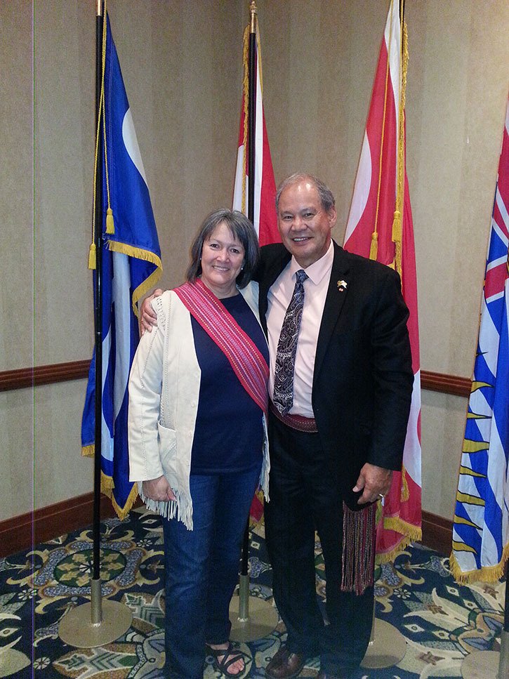 Valley resident Debra Fisher with Metis Nation of British Columbia president Bruce Dumont. Fisher was sworn in by Dumont in March as the president of the newly formed Columbia Valley Metis Association.